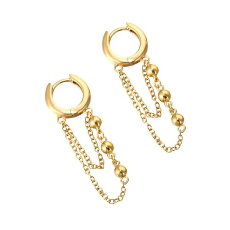 

S925 sterling silver round bead chain fashion women earrings
