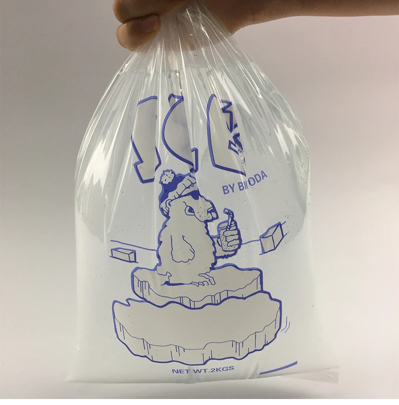 Custom Logo Printed Disposable Clear Plastic Ice Bag Ice Bags 10 Lb