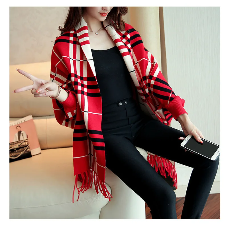 
Wholesale Small Order Stock New Stripes Cashmere Thickened Sleeve Cloak Warm Cape Shawl With Sleeves 