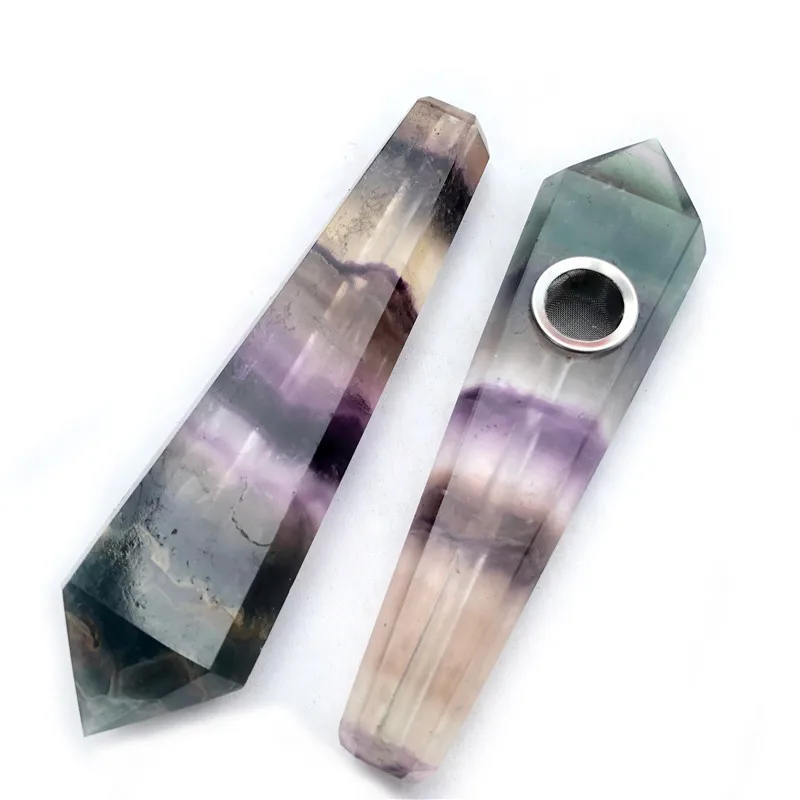 

Wholesale Natural rainbow fluorite crystal quartz smoking pipes for tobacco, Purple