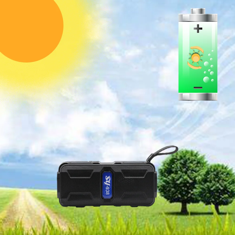 

2021 flashlight tf card blue tooth mike surrounded stereo wireless smart solar powered wireless speaker, White