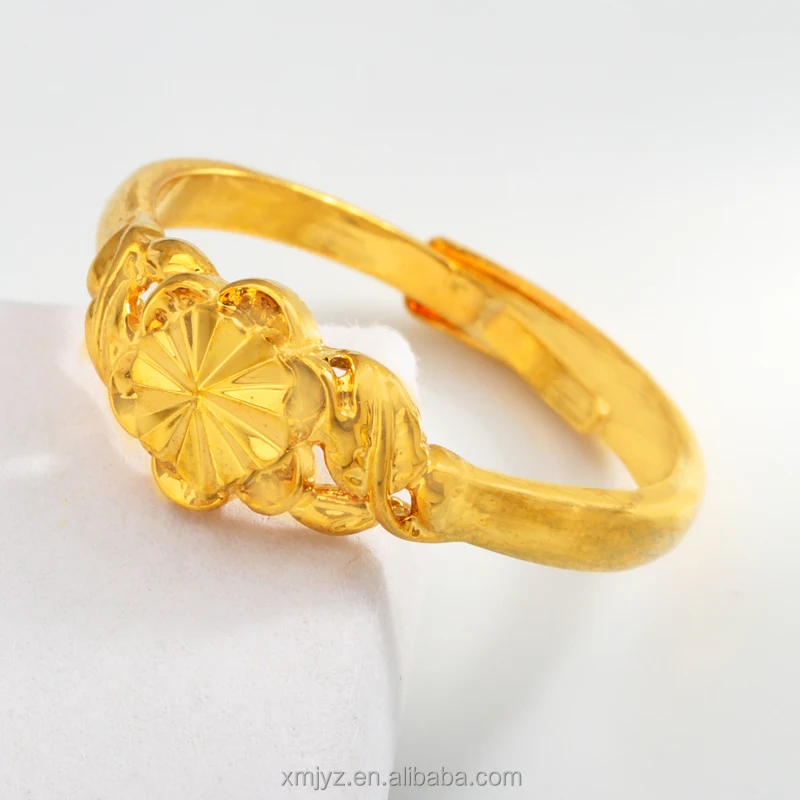 

Korean Version Of The Ring Brass Gold-Plated Open Flower Ring Texture Personality Ins Wind Ring Female