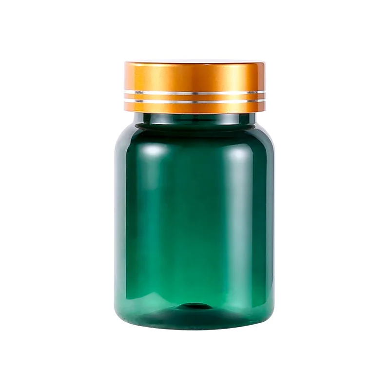 

IN STOCK Empty Plastic Unique Pharmaceutical Grade Clear Green plastic Pill Bottle with Safety Cap Child Proof Cap Nutrition Pil