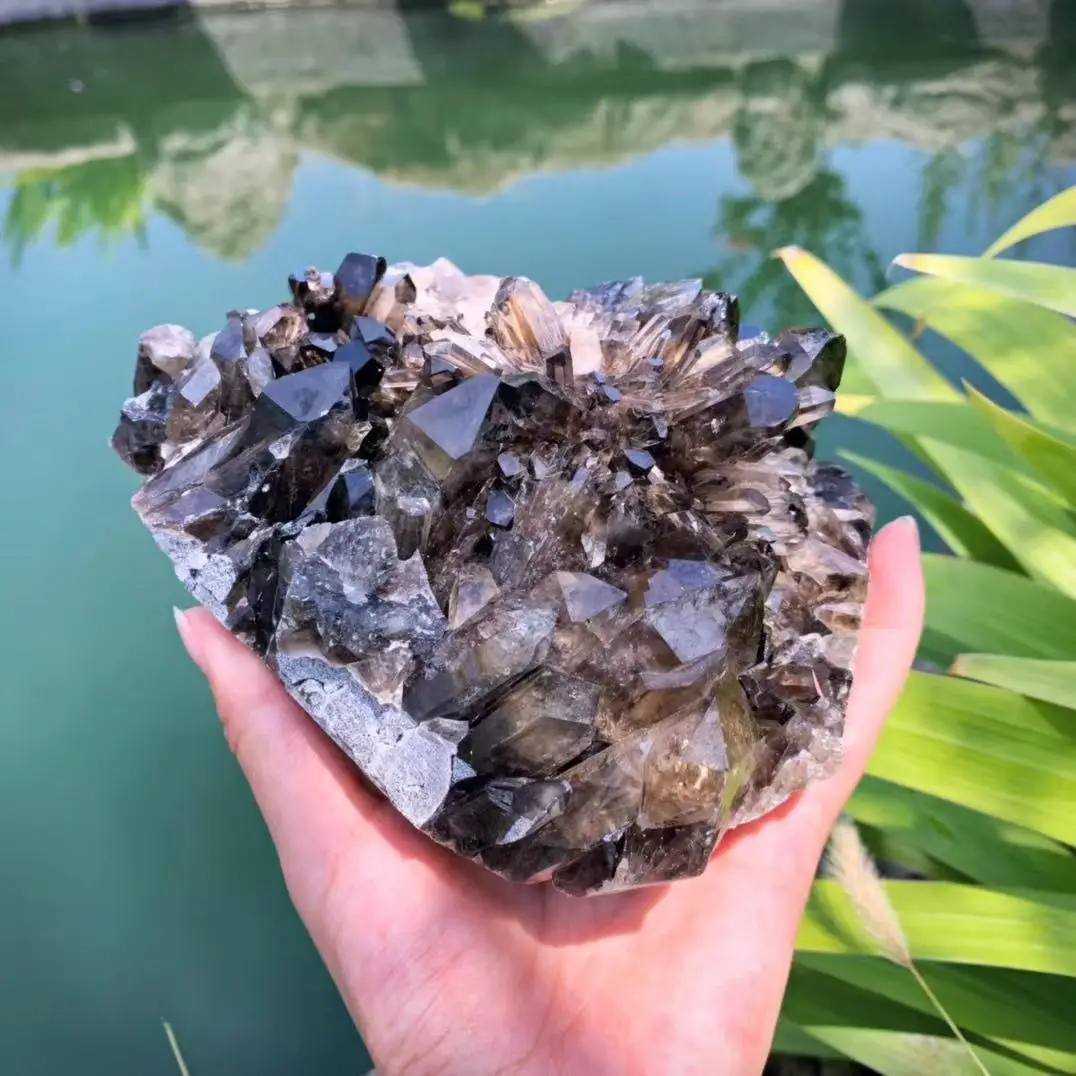 

Wholesale natural folk crafts smokey quartz cluster healing crystal stones