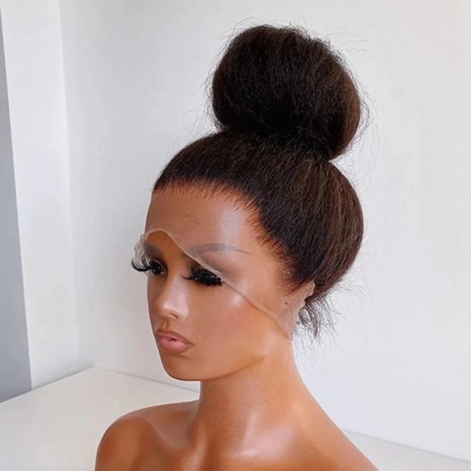 

Glueless Yaki Straight Lace Front Wigs Natural Color Synthetic Long T Part Wigs Heat Resistant Fiber Hair Headband Wig 13x6 Lac