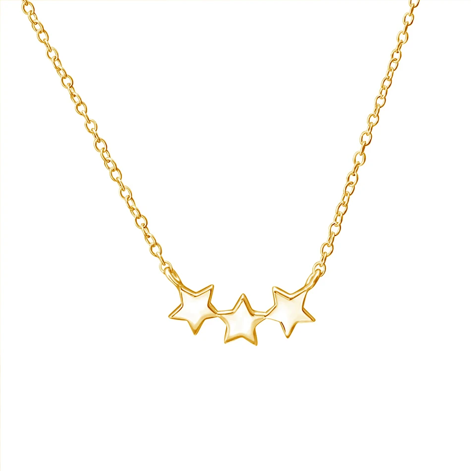 

wholesale women gift 18k gold plated nice jewelry 925 sterling silver triple star necklace