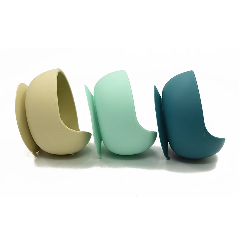 
Portable Non Spill Silicone Baby Suction Bowl with Wood Spoon Set for Kid Toddler Snack 