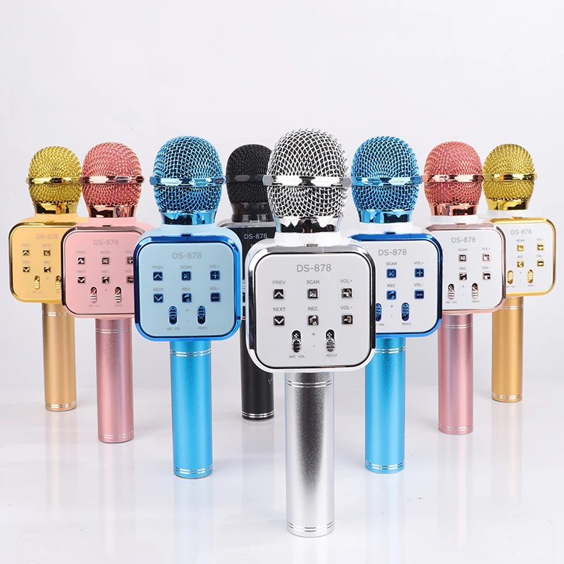 

2021 New Style Customize LOGO Kids gift Wireless Disco LED handheld speaker karaoke microphone With CE RoSH FCC