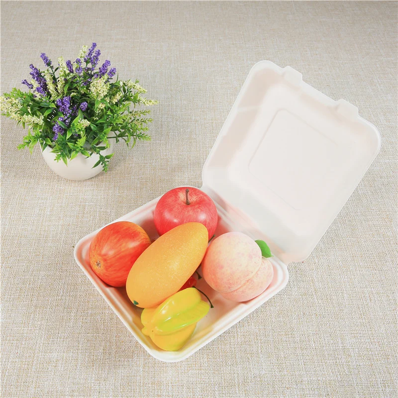 

tarrinas para comida biodegradables lunch box container bagass boxes hot food, Unbleached and bleached