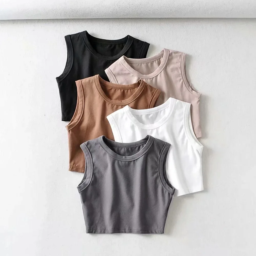 

Custom logo High quality printing womens cotton spandex stretch plain crop top t shirts plain tank top vest, Available