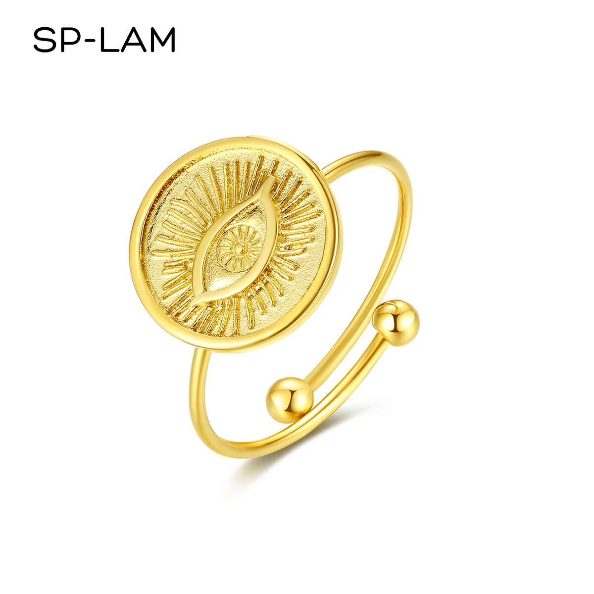 

SP-LAM Gold Plated Elegant Eye Jewelry Unique Gold Plated Stainless Steel Adjustable Trendy Ring Woman