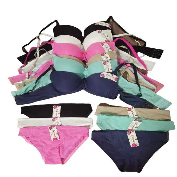

1.4 Dollars CG018 Size 36-46 Ready Stock Embroidery women big size bra panty set with different colors
