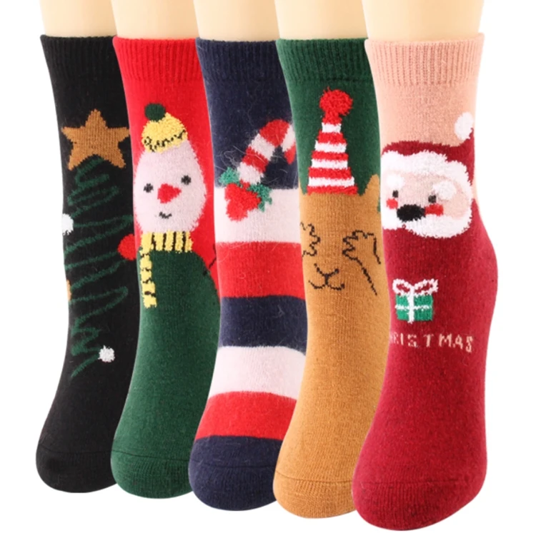 

Christmas soft and comfortable socks for women with new winter rabbit wool socks elk women wool winter warm crew tube sock, As picture