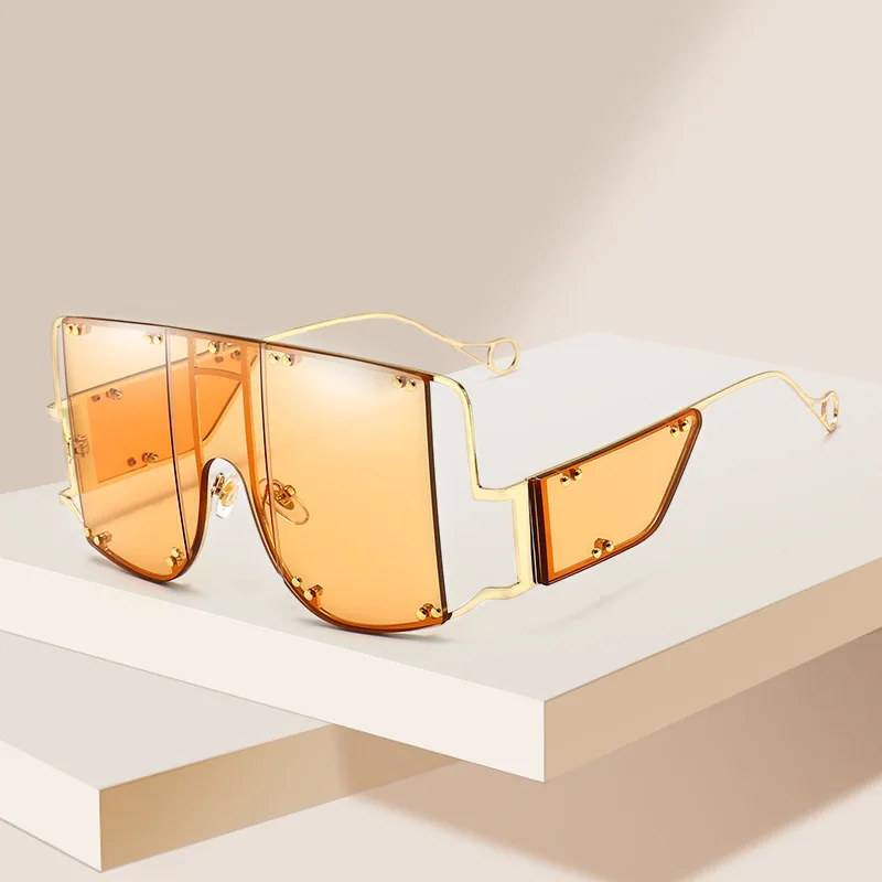 

MJ-0484 Europe And The United States Personality Rivet Joint Box Punk Fashion Futuristic Sunglasses Unisex