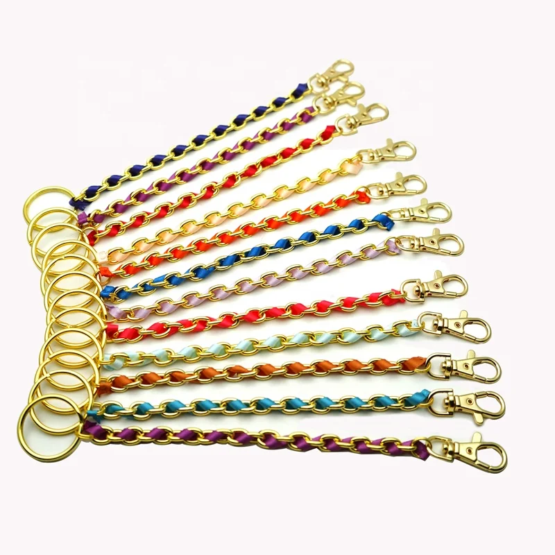 

Wholesale Custom Metal Chain with Ribbon Snap Hook for Wallet, Gold or customized