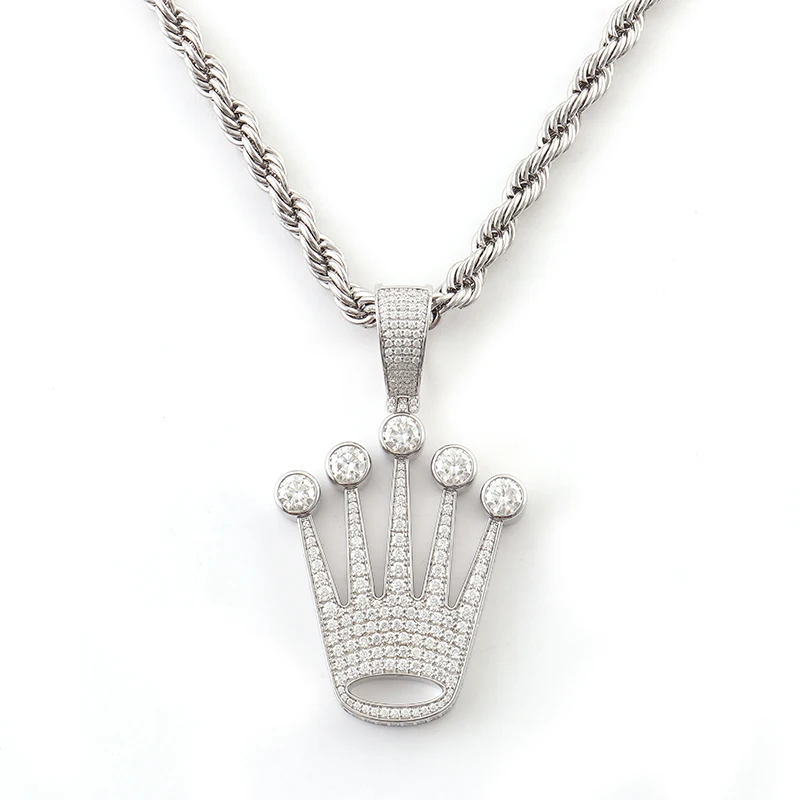 

New Design Hand Shaped Pendant Diamond Necklace Hip Hop Jewelry Men Charm Diamond 925S Gold Necklace