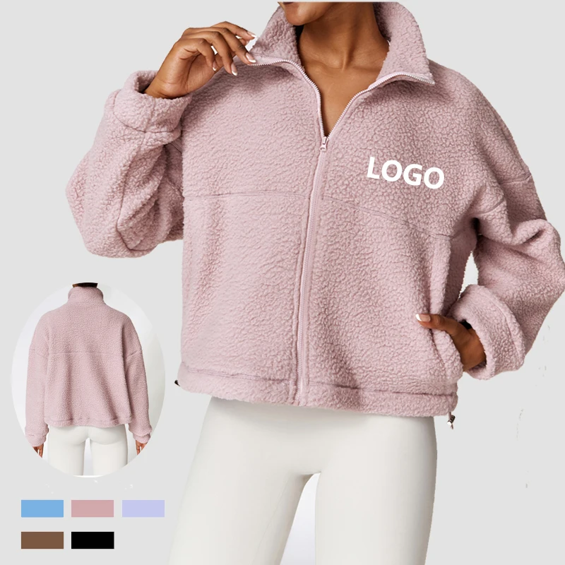 

2023 Custom Sports Fitness Jacket Stand Collar Yoga Gym Top Casual Activewear Running Coats Workout Clothes For Woman