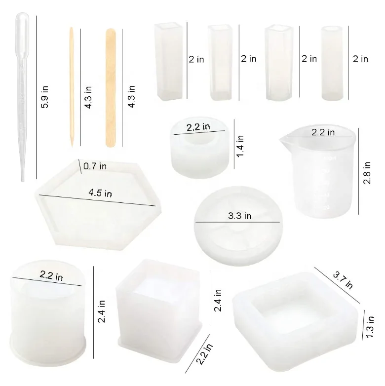 

Amazon 37Pcs Silicone Molds Epoxy Resin Casting Art Molds for Soap Candle Holder Ashtray Flower Pot Coaster Pendant, White