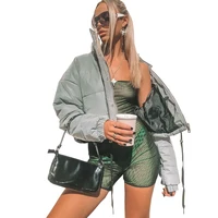 

Good quality casual solid color reflective women coats trench winter coat for wholesales