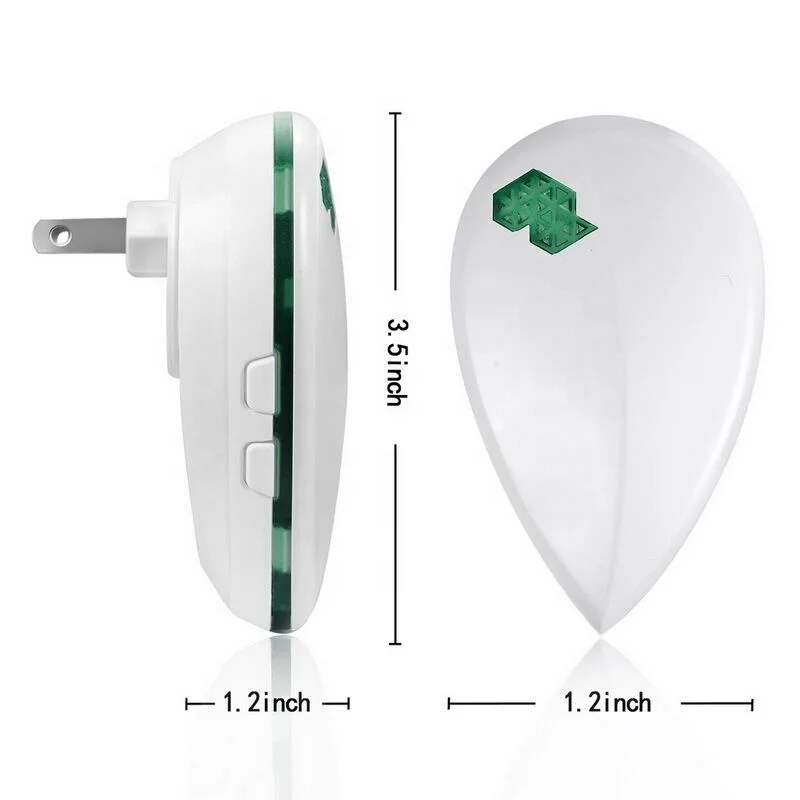 

2021 Newest Design Electronic Rodent Repeller Insect Fly Mosquito Control Killer Mouse Insect Repellent, White + green