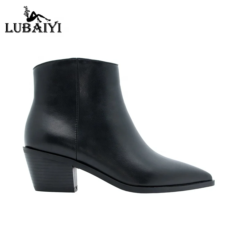 

Factory Price Ladies Winter Ankle Boots Chunky Booties Heel 2020 Big Size Shoes Women Black Ankle Boot Heels Women Casual