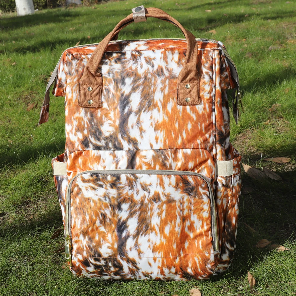 

Free Shipping Brown Cow Diaper Bag with Changing Mat Multi-Function Large Capacity Waterproof Nappy Bag for Mom and Dad, Serape&leopard,leopard/cheetah,rainbow,sunflower,etc.