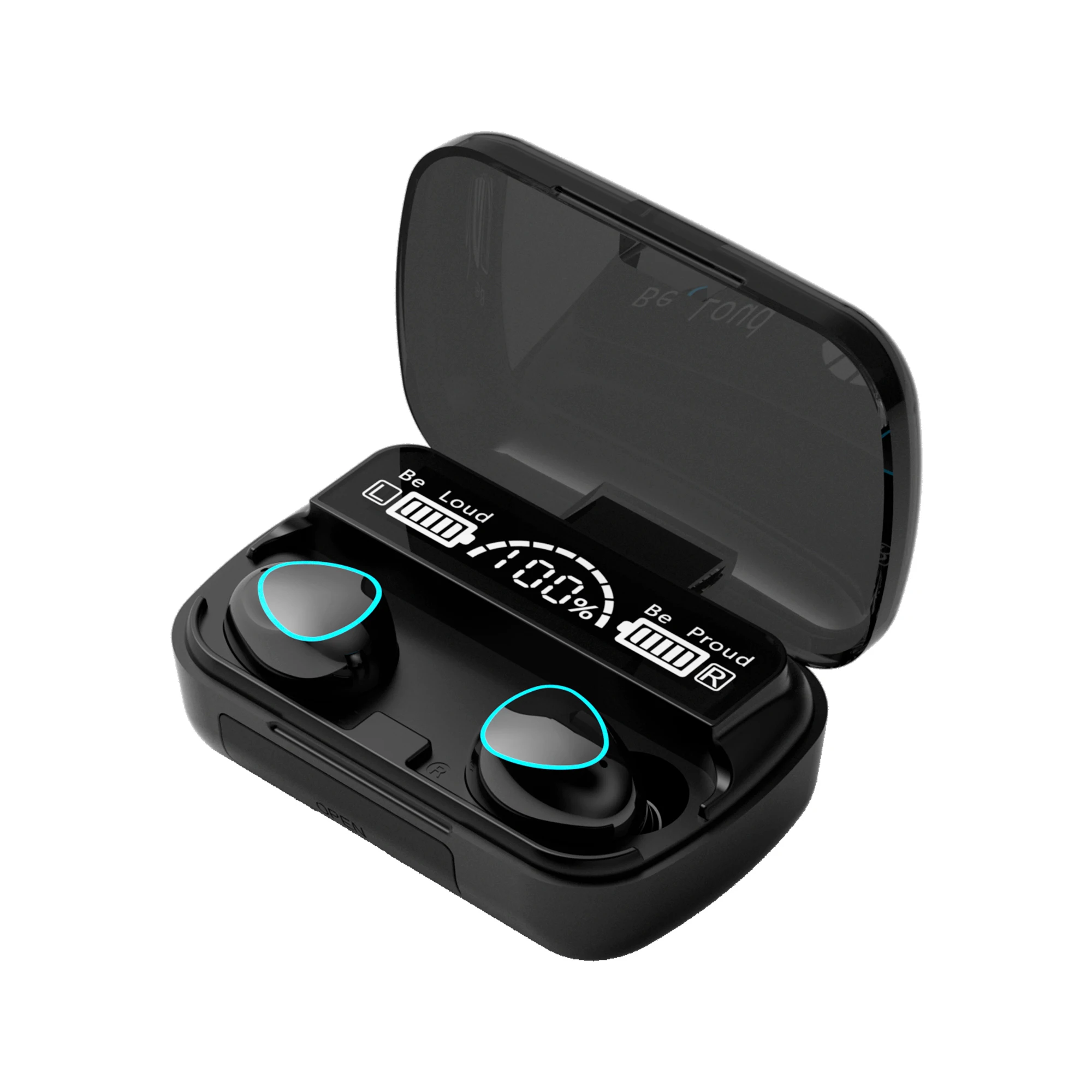 

New M10 TWS BT5.1 led display Earphone Hifi Stereo Music Waterproof 3D Touch Headphones wireless earbuds, Black,green