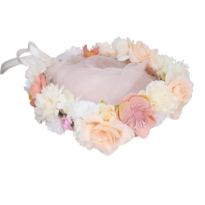 

2021 popular wedding party children's headdress flowers wreath kids hair accessories hairband