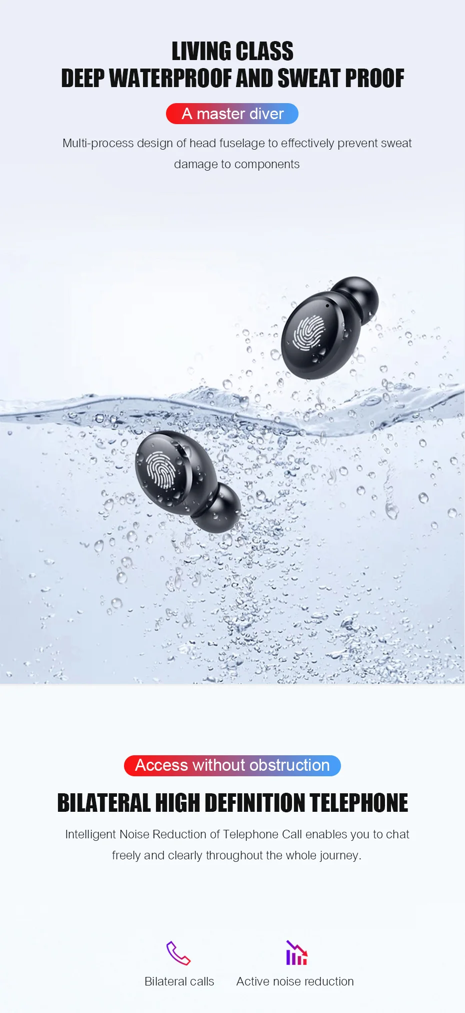 TOPK 2400mAh Waterproof Wireless Bluetooth 5.0 Headset TWS Stereo Earphone Power Bank 2 IN 1 Headphone - ANKUX.COM