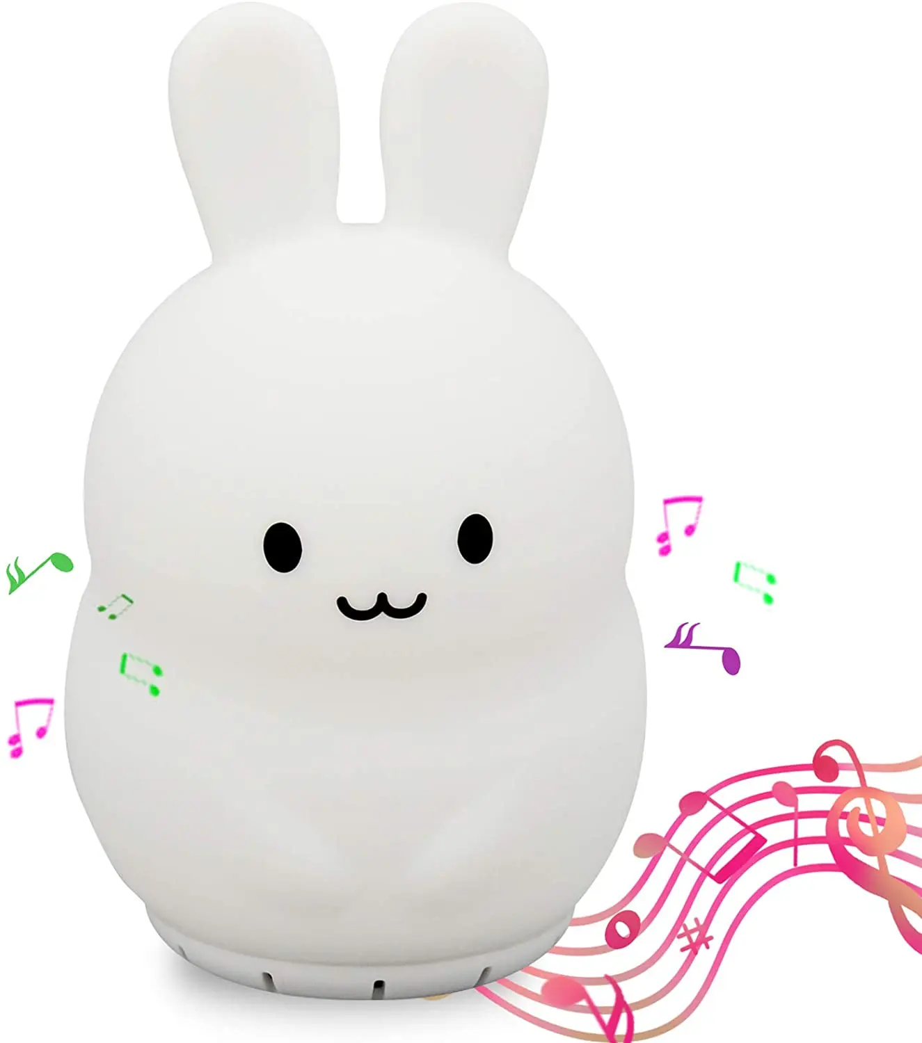 

Safety Silicone Material Cute Animal Rabbit Night light Portable Rechargeable Musical Table Lamp with Speaker