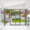 New design interior soft closing black aluminum narrow frame sliding Synchronous tempered glass door