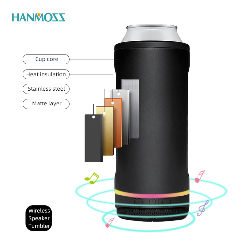 

2021 Smart Flask Bottles Portable Drinking Cup Speaker Insulation Vacuum Music Cup, Customized colors