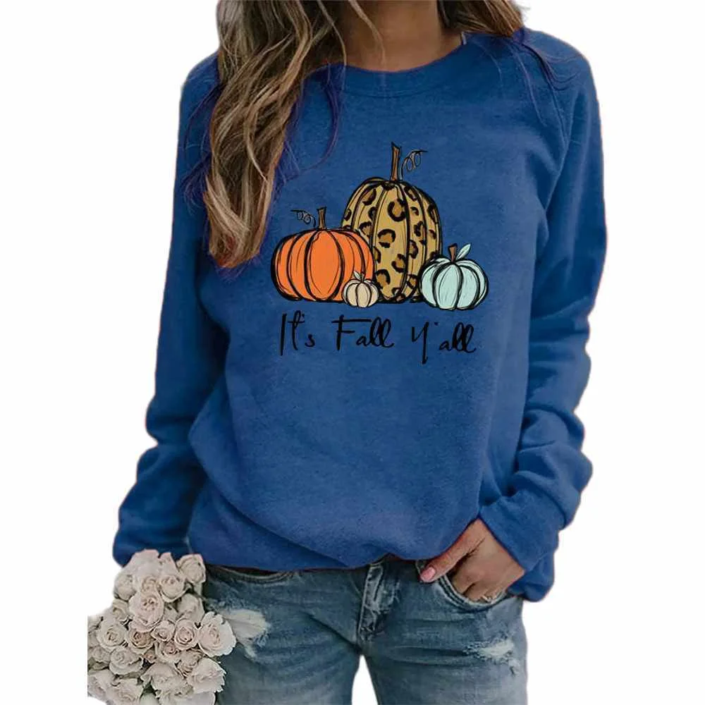 

Women's Top Pumpkin Pattern Printing Round Neck Raglan Long Sleeve Ladies Sweater