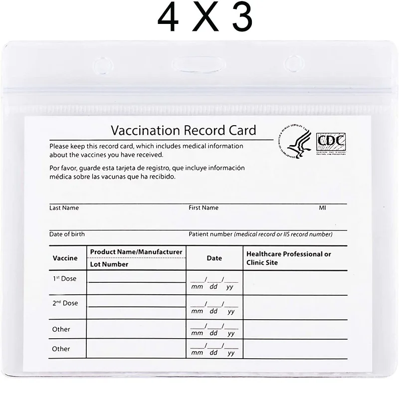

PVC Waterproof CDC Vaccination Card Set Holder Transparent Id Badge Holder Business Card
