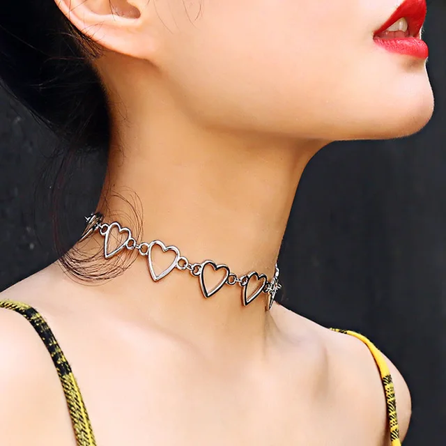 

Fashion Simple looking Alloy Heart Shape Necklace Choker For Girls, Sliver
