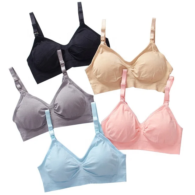 

Nursing Bra Women Colorful Seamless Nylon Lady Maternity Bra Breastfeeding, Blue,pink,grey,black,skin
