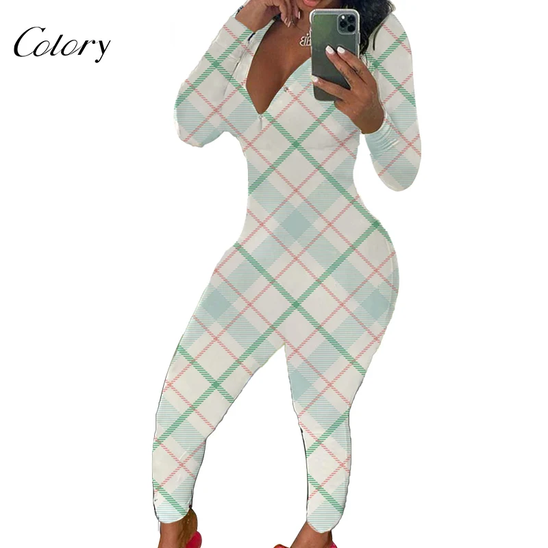 

Colory Fashion Short And Long Sleeve Onesie Ladies Print Rompers, Picture shows