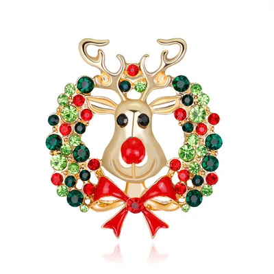 

Hot-selling Christmas Deer Head Brooches Fashion and Personality Festival Jewelry Clothing Matching Accessories