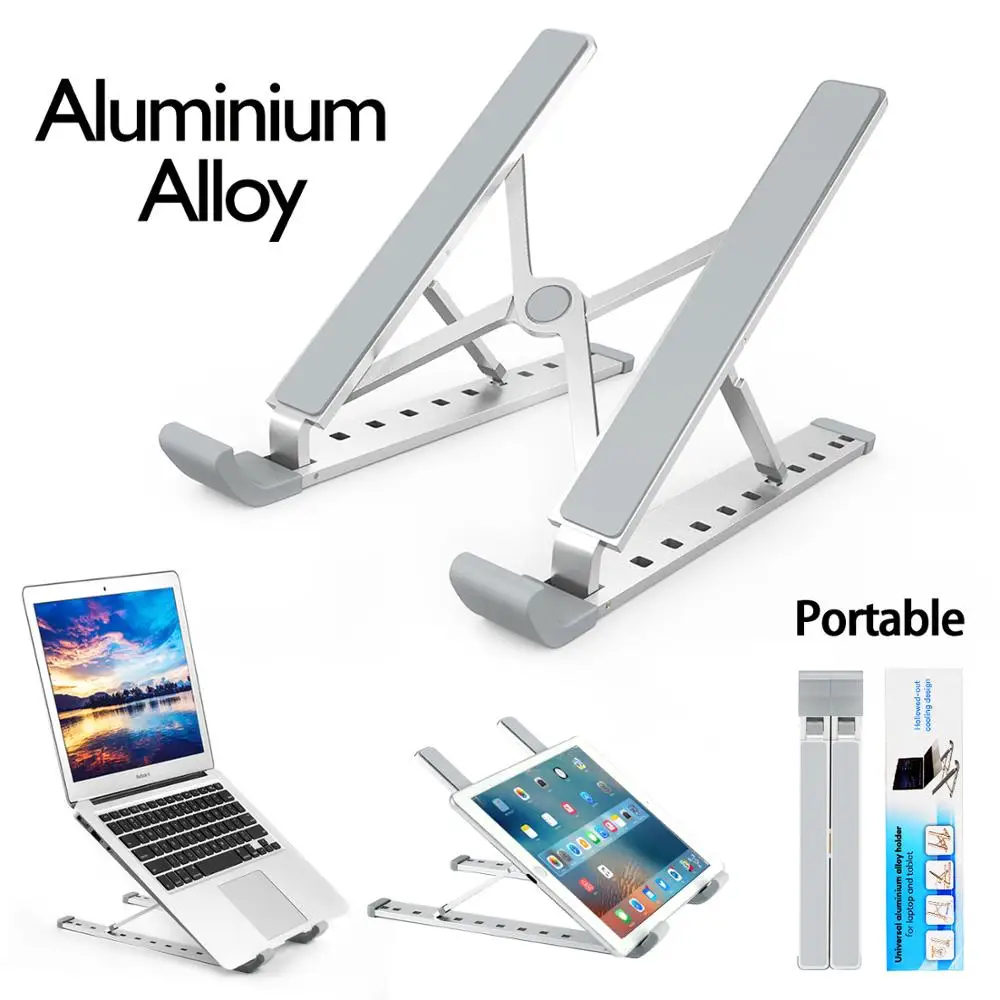 

Factory Wholesale Aluminum Alloy Foldable Adjustable Portable Laptop Stand for Macbook Notebook LH-006(5MM), Siliver