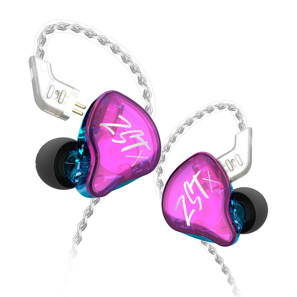 

2020 KZ ZST X 1BA+1DD Hybrid Unit In-ear Earphones HIFI Bass Sports DJ Earbud Headset With Silver-plated Cable Earphones