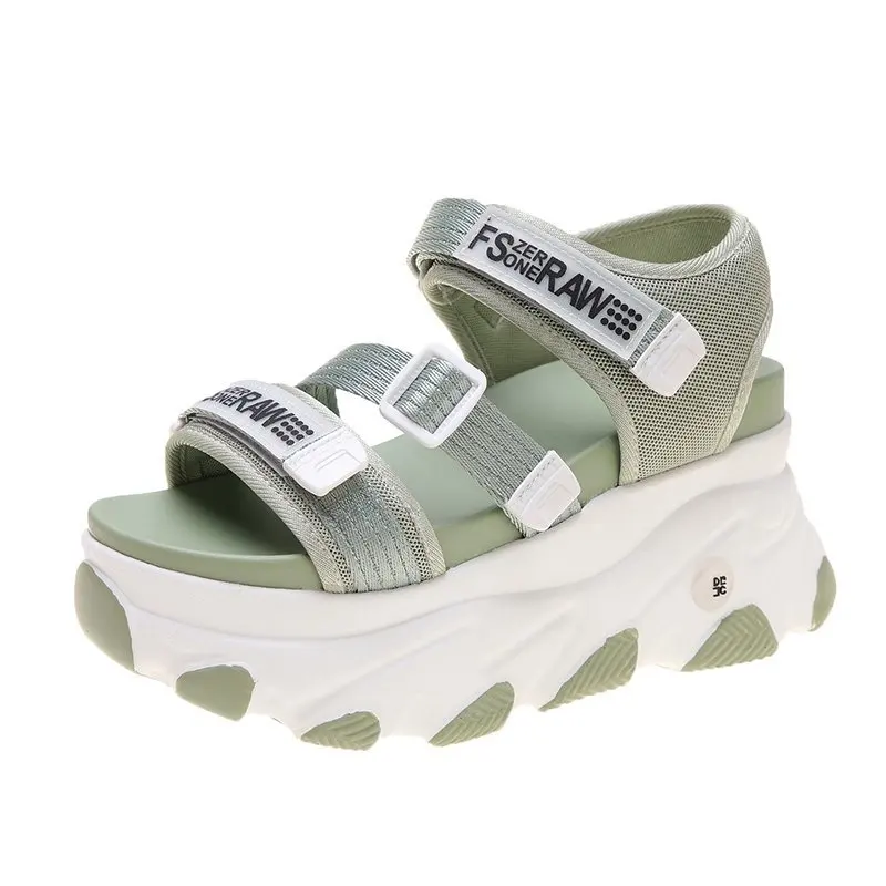 

2021 Fashion Women Summer Thick Bottom Shoes Casual 8.5cm High Platform Wedges Walking Chunky Shoes Woman Open Toe Sport Sandals