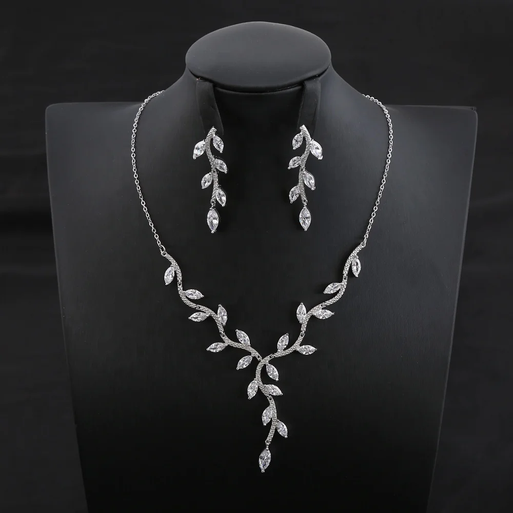 

New fashion water drop pendant and earrings cubic zirconia wedding bridal jewelry set, Picture shows