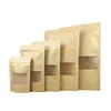 Resealable Kraft Paper Stand up Zipper Pouch Bags with Transparent Window Food Storage Bags Smell Proof Pouches