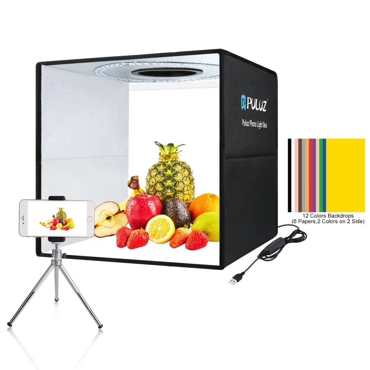 

Portable 40cm Folding Photo Studio Light Box PULUZ 144pcs LED Light with 6 Color Photography Backdrop Photo Light Tent