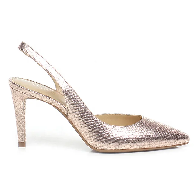 

Gold pointed toe women's slingback Office shoe high heel sexy heels ladies dress shoe snake skin print sandal ladies shoe