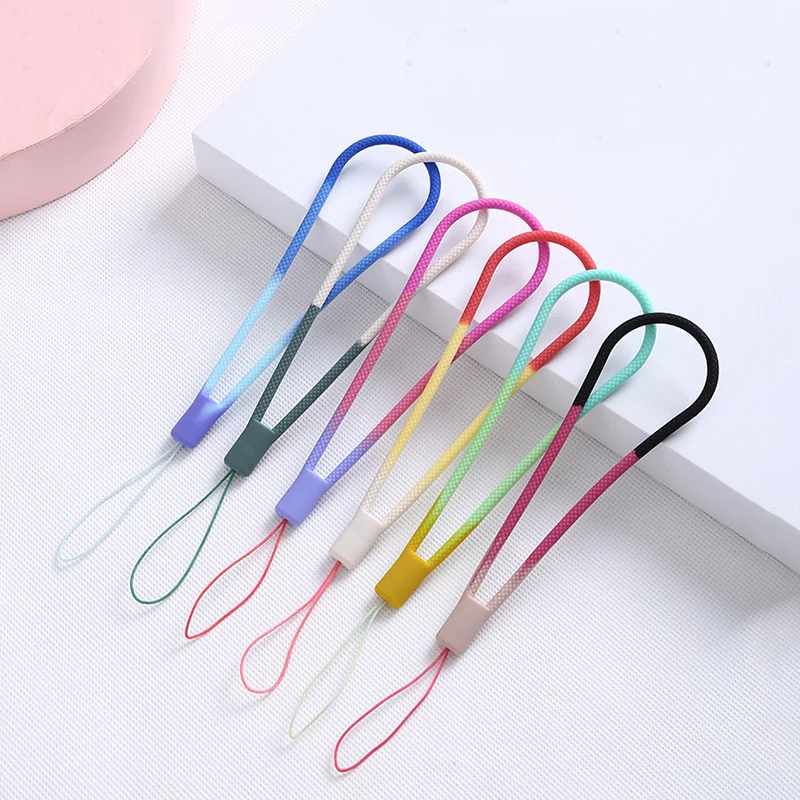 

New Watercolor braided silicone lanyard liquid wrist lanyard fan hand warmer short silicone mobile phone lanyard