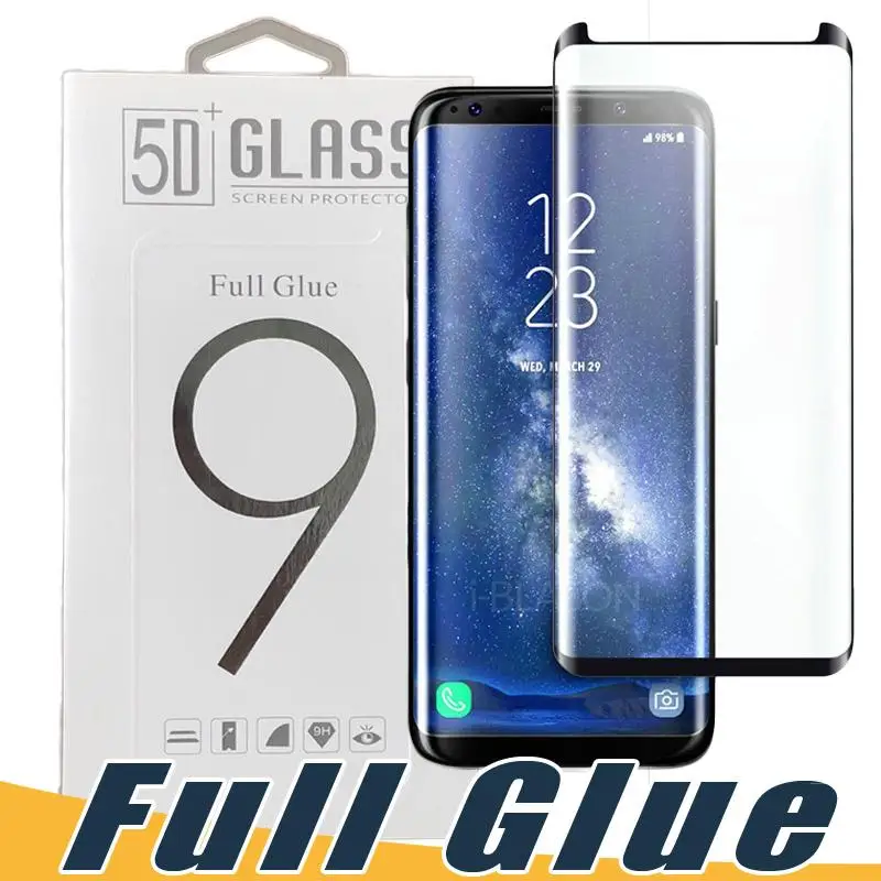 

Full Glue Adhesive AB Glue Tempered Glass Case Friendly 3D Curved Screen Protector For Samsung S21 20 10 Plus Note 20 edge Black