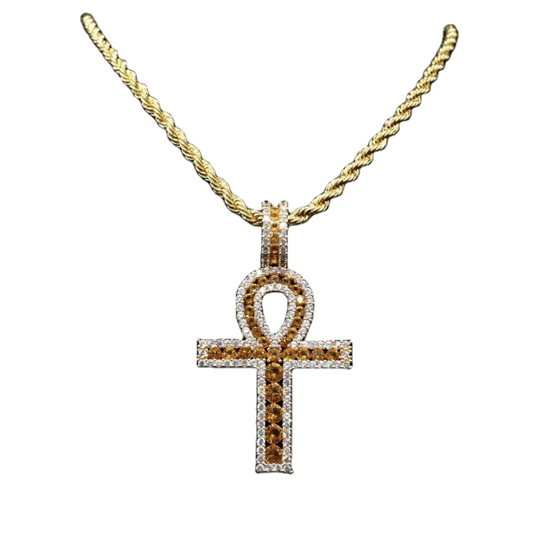 

ashion jewelry Christian necklace pendant, hot sale gold plating environmental copper zircon cross pendant