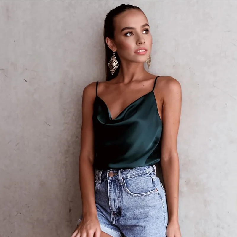 

Decolletage Ruffles Chiffon Tank top for Women Daily Wear Fashion 2020 Summer Hot Sale Sexy Casual Pure Color, Mix