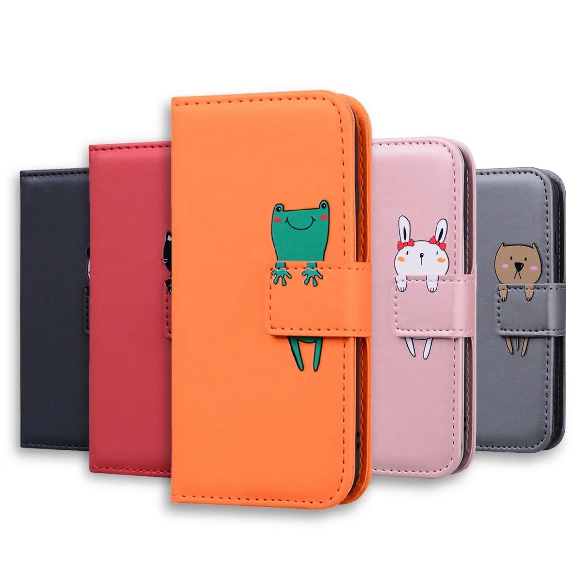 

Cute Cartoon Printed Flip Leather Wallet Mobile Phone Case For Xiaomi note 10, Multi-color, can be customized